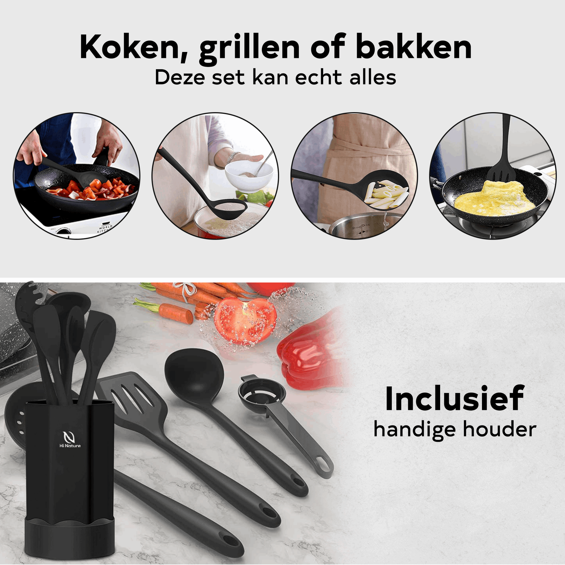 Keukengerei Set met Houder 15 delig